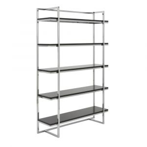 Euro Style - Gilbert 5 Shelving Unit in Black with Chrome Frame - 23529BLK