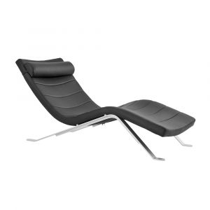 Euro Style - Gilda Lounge Chair in Black Leatherette with Silver Base - 02304BLK-KIT
