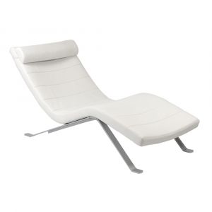 Euro Style - Gilda Lounge Chair in White Leatherette with Silver Base - 02304WHT-KIT