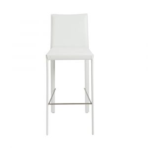 Euro Style - Hasina Bar Stool in White with Polished Stainless Steel Footrest (Set of 2) - 38625WHT