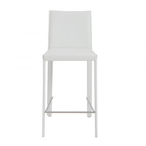 Euro Style - Hasina Counter Stool in White with Polished Stainless Steel Legs (Set of 2) - 38626WHT
