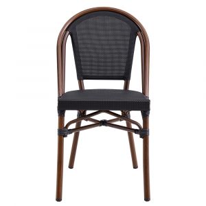 Euro Style - Jannie Stacking Side Chair in Black Textylene Mesh with Brown Frame (Set of 2) - 90394-BLK