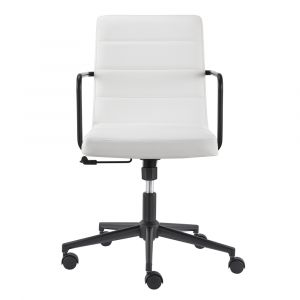Euro Style - Leander Low Back Office Chair in White with Matte Black Armrests/Base - 10682-WHT