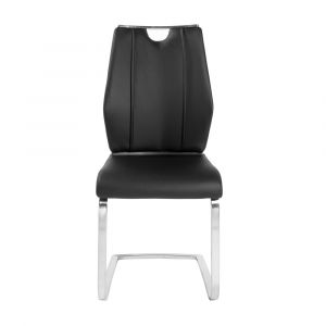 Euro Style - Lexington Side Chair in Black and Brushed Stainless Steel - Set of 2 - 81013BLK