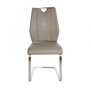 Euro Style - Lexington Side Chair in Taupe and Brushed Stainless Steel - Set of 2 - 81013TPE