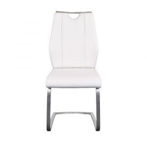 Euro Style - Lexington Side Chair in White and Brushed Stainless Steel - Set of 2 - 81013WHT
