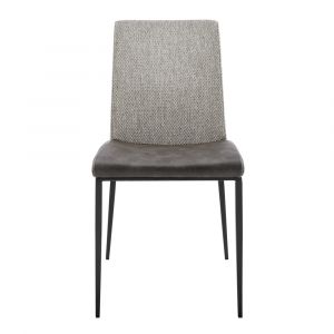 Euro Style - Rasmus Side Chair with Dark Gray Leatherette and Light Gray Fabric with Matte Black Legs (Set of 2) - 30557DKGRY