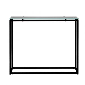 Euro Style - Sandor Console Table with Clear Tempered Glass Top and Black Frame - 28033BLK