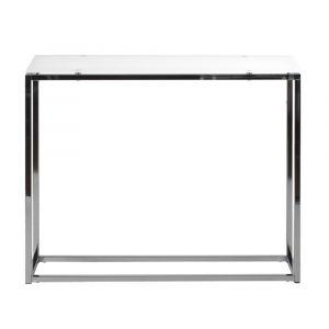 Euro Style - Sandor Console Table with Pure White Tempered Glass Top and Chrome Frame - 28033PUREWHT_CLOSEOUT