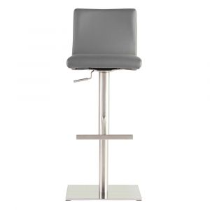 Euro Style - Scott Adjustable Bar/Counter Stool In Gray With Brushed Stainless Steel Base - 80974GRY