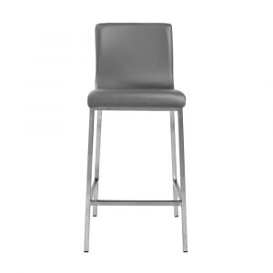 Euro Style - Scott Counter Stool in Gray and Brushed Stainless Steel (Set of 2) - 80955GRY