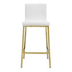 Euro Style - Scott Counter Stool in White and Matte Brushed Gold Legs (Set of 2) - 80955WHTMBG