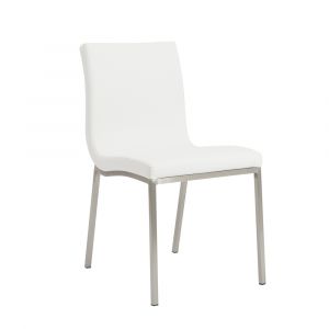 Euro Style - Scott Side Chair in White with Brushed Stainless Steel Legs (Set of 2) - 80960WHT