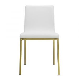 Euro Style - Scott Side Chair in White with Matte Brushed Gold Legs (Set of 2) - 80960WHTMBG