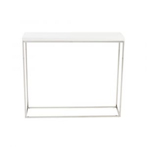 Euro Style - Teresa Console Table in White Lacquer with Polished Stainless Steel Frame - 09803WHT