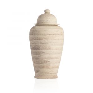Four Hands - Arabella Jar With Lid - Distressed Cream - 231382-001