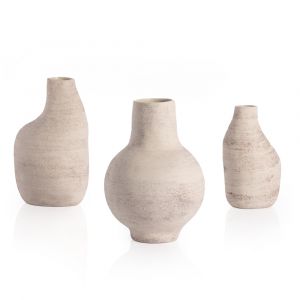 Four Hands - Arid Vases (Set of 3) - Distressed Cream - 238593-001