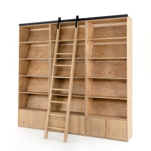 Four Hands - Bane Triple Bookshelf W/ Ladder - Smoked Pine - 223750-001