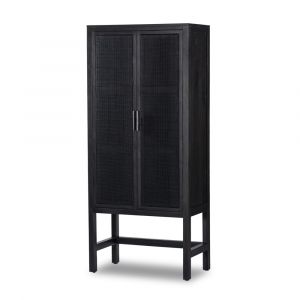 Four Hands - Caprice Narrow Cabinet - Black Natural Cane - 225960-003