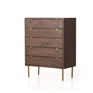 Four Hands - Carlisle 5 Drawer Dresser - Umber Brown - Satin Brass - 101354-003 - CLOSEOUT