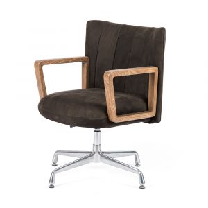 Four Hands - Embry Desk Chair - Nubuck Charcoal - Distressed Sable - Nickel - 224776-003 - CLOSEOUT