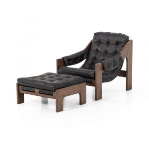 Four Hands - Halston Chair With Ottoman - Heirloom Black - 237803-003