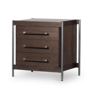 Four Hands - Jordan Nightstand - Warm Brown - Charcoal Grey - Warm Brown Solid - 109306-002 - CLOSEOUT