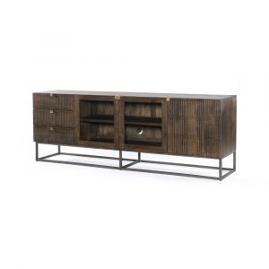 Four Hands - Kelby Media Console - Carved Vintage Brown - 109097-002