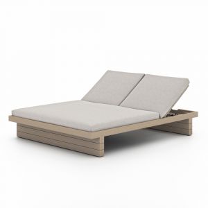 Four Hands - Leroy Outdoor Double Chaise, Washed Brown - Venao Grey - 227876-005