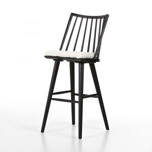 Four Hands - Lewis Windsor Bar Stool With Cushion - Black - 228387-013