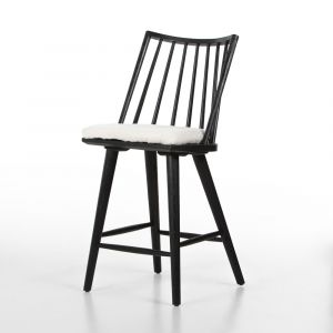 Four Hands - Lewis Windsor Counter Stool W Cushion - Black - 228387-014
