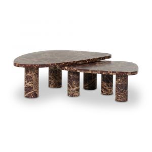 Four Hands - Rockwell - Zion Coffee Table Set-Merlot Marble - 238223-001