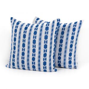 Four Hands - Striped Ikat Pillow Set - Navy Striped Ikat (Set of 2) - 20