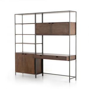 Four Hands - Trey Modular Wall Desk With 1 Bookcase - Auburn Poplar - 228709-001