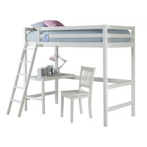 Hillsdale Kids - Caspian Twin Loft Bed with Desk Chair and Hanging Nightstand, White - 2179-320CH