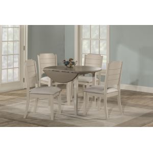 Hillsdale - Clarion 5 Piece Round Drop Leaf Dining Set With Side Chairs Sea White - 4542DTB5C2
