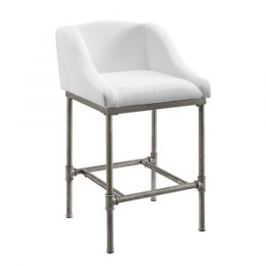 Hillsdale - Dillon Metal Counter Height Stool, Textured Silver with White Fabric - 4188-828