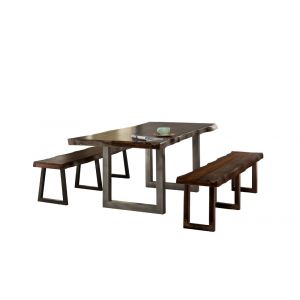 Hillsdale - Emerson Wood 3 Piece Rectangle Dining Set with Two Benches, Gray Sheesham - 5925DTB