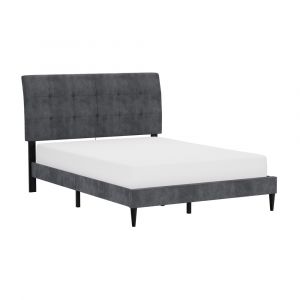 Hillsdale Furniture - Blakely Button Tufted Upholstered Platform Queen Bed with 2 Dual USB Ports, Dark Gray - 2749-500