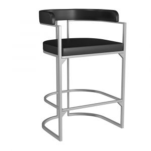 Hillsdale Furniture - Cannonwood Half Moon Shape Metal and Upholstered Back Counter Height Stool, Silver - 5004-828