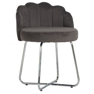 Hillsdale Furniture - Catalina Metal Vanity Stool, Chrome with Dark Gray Fabric - 51106