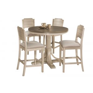 Hillsdale Furniture - Clarion Wood 5 Piece Round Counter Height Dining Set with Open Back Stools, Sea White - 4542CTB5S2