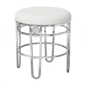 Hillsdale Furniture - Dessa Glam Metal Vanity Stool, Chrome - 51115