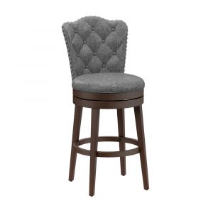 Hillsdale Furniture - Edenwood Wood Bar Height Swivel Stool, Chocolate with Smoke Gray Fabric - 5945-831