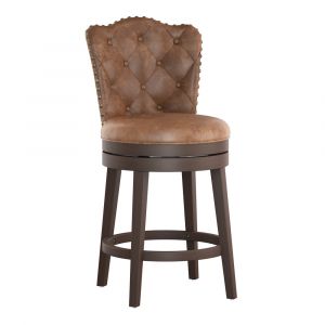 Hillsdale Furniture - Edenwood Wood Counter Height Swivel Stool, Chocolate with Chestnut Faux Leather - 5945-826