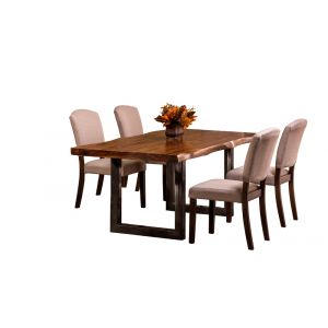 Hillsdale Furniture - Emerson Wood 5 Piece Rectangle Dining Set with Upholstered Parson Chairs, Natural Sheesham - 5674DTBC