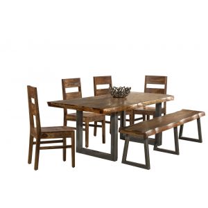 Hillsdale Furniture - Emerson Wood 6 Piece Rectangle Dining Set with One Bench and Four Wood Chairs, Natural Sheesham - 5674DTBHCW