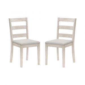 Hillsdale Furniture - Spencer Wood Ladder Back Dining Chair, Set of 2, White Wire Brush - 5308-801