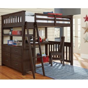 Hillsdale Kids - Highlands Full Loft Bed W/ Desk And Chair Espresso - 11080NDC