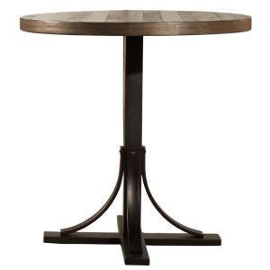 Hillsdale - Jennings Wood Round Counter Height Dining Table with Metal Pedestal Base, Distressed Walnut - 4022CDP
